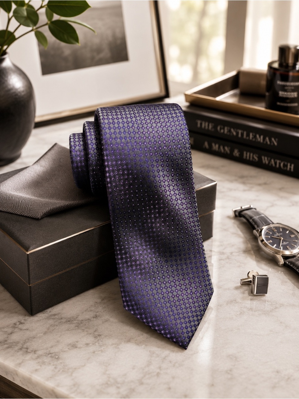 Arrow Silk Tie Purple Gray Geometric Pattern Classic Office Business Men’s NWT